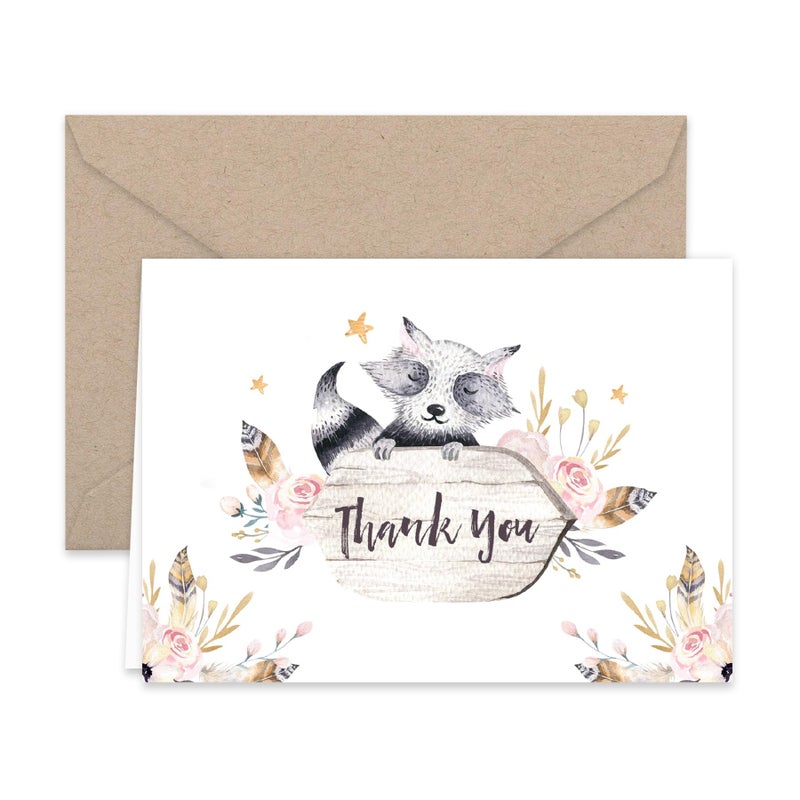 Paper Frenzy Woodland Animals Thank You Note Cards and Kraft Envelopes 24 pack - Image 5